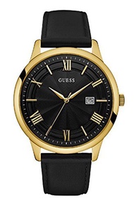 Guess Watches Men s Guess Men s Leathe Black-Gold Watch