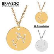 Bravego 12 Constellation Titanium Steel Pendant Necklace Aquarius Pisces Aries Taurus Gemini Cancer 