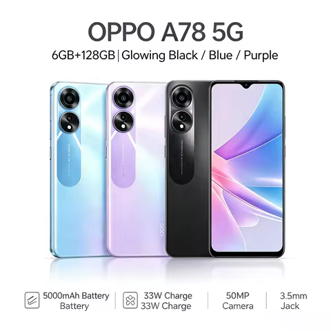 New 2026 OPPO A78 Official Authentic Smartphone Model A78 6 GB RAM 128 GB ROM Unlocked Dual SIM 6.5'