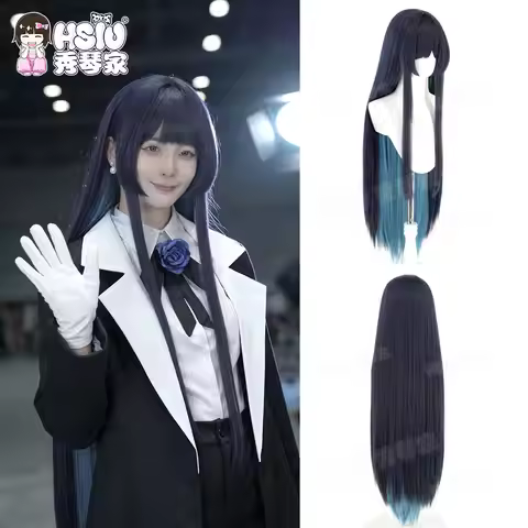 ADO Cosplay Wig Fiber synthetic wig「HSIU」Blue-purple mixed with green-gray Long Wig+Wig cap Games Pa