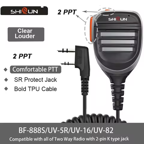 UV-5R Microphone Speaker UV-K5/K58/5R Plus Walkie Talkie UV-82/UV-16/BF-F8HP/BF-888S/UV-13 Pro Radio