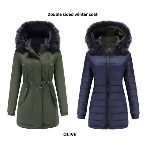 Womens White Goose Down Coats Jacket Outdoor Hiking Hoodie WindProof Long Winter Coat Jacket Femme O
