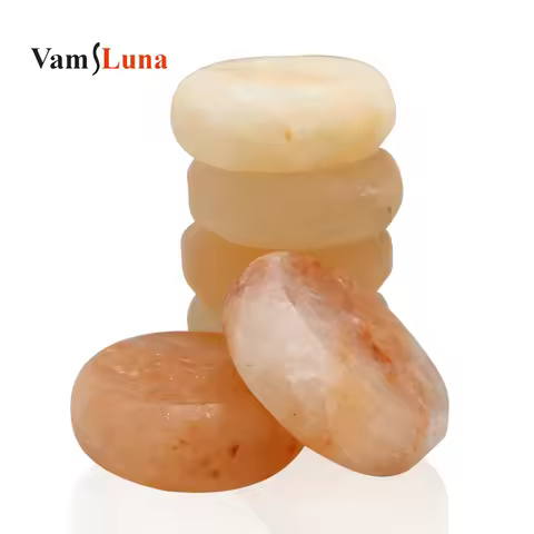 Round Massage Stone Pink Salt Crystal Hand-Carved Stone For Massage Therapy Deodorant And Salt And S