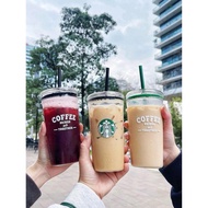 Ins ins Starbucks Cup 2025 Minimalist Style Glass Straw Cup ins Style High-value Female Drinking Cup