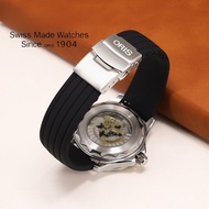 สายนาฬิกายางซิลิโคนนุ่มสำหรับ Oris Aquis 80th Anniversary Special Edition สายนาฬิกาแบบติดหน้าปัดใหญ่