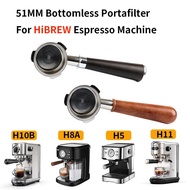 51mm 3 ears Bottomless Coffee Portafilter for HiBREW H10/H10B/H11/H8A/H5 Espresso Machine Stainless 