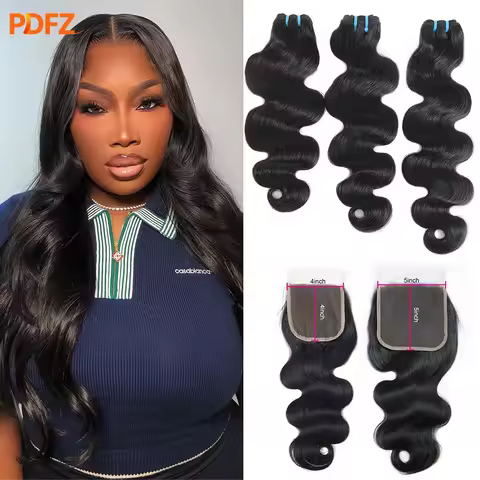 18A Raw Super Double Drawn Body Wave Bundles With 2x6/4x4 /5x5/13x4 HD Lace Closure 100% Virgin Huma