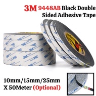 1Pc 3M 9448AB 50 Meter Black Double Sided Adhesive Tape Width 10mm/15mm/25mm (Optional) BG-9448