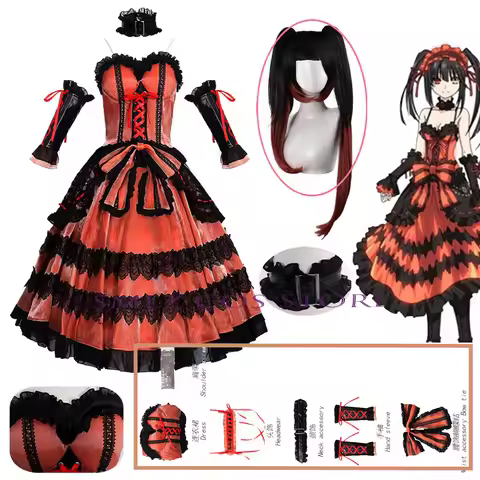 Tokisaki Kurumi Cosplay Anime DATE A LIVE Costume Woman Gothic Nightmare Lolita Princess Dress Wig S