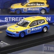 ถนนอาวุธรุ่นรถ คอลเลกชัน 164 Honda Civic SPOON EG6 SH รถไดคาสรุ่นของเล่นสำหรับแฟนๆและนักสะสม