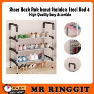 Mr Ringgit Shoes Rack Rak kasut Stainless Steel Rod 4 Tier 3 Tier Elevated Base High Quality Easy Assemble