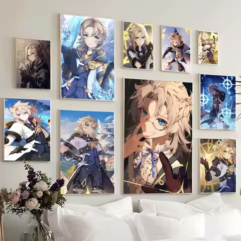 1PC G-Genshin I-Impact A-Albedo Poster Movie Sticky Posters Retro Kraft Paper Sticker Room Bar Cafe 