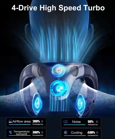 New Neck Air Conditioner Portable Neck Fan Rechargeable Semiconductor Cooling Bladeless Fan Outdoor 