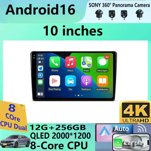 10" Android 16 DTS 2000x1200 QLED Screen All In One Universal Auto Stereo GPS For Volkswagen Nissan 