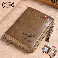 New Men Leather Wallets PU Male Vintage Small Bag with Zipper Id Holder Credit Card Currency Bag Cur