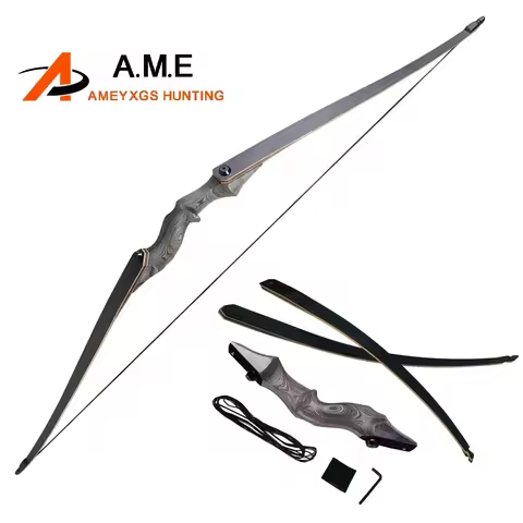 60inch LongBow 25-60lbs Recurve Bow Right Hand Archery Shooting Hunting Takedown Split Bow Wooden Ri