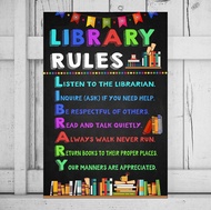 Library Rules Poster Library Rules Reading Posters For Library Library Wall Art Decorations Libraria