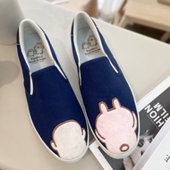 Paidal x卡娜赫拉的小動物背影P助與粉紅兔兔休閒鞋懶人鞋-深藍