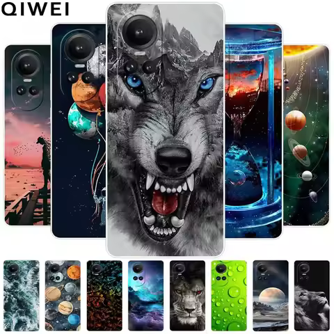 For OPPO Reno 10 5G Case Space Cartoon Pattern Clear TPU Phone Cases for Oppo Reno10 Pro 5G Soft Sil