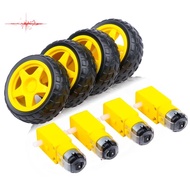 4PCS DC Electric Motor + Plastic TT Motor Tire Wheel Dual Shaft Gear Motor TT Gearbox Engine for Ard