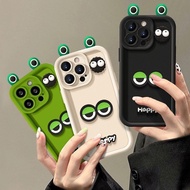 Suitable for IPhone 11 12 Pro Max X XR XS Max SE 7 Plus 8 Plus IPhone 13 Pro Max IPhone 14 15 Pro Max Phone Case Lovely Eyes Frog Ears Accessories Interesting Design