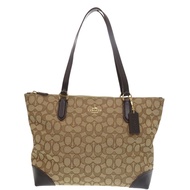 成色極佳的蔻馳 (Coach) 經典款托特包 F29958，帆布和ブラウン皮革拼接托特包 0696 [二手]COACH)