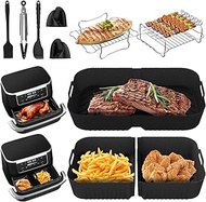 Silicone Air Fryer Liner for Ninja Foodi Flexdrawer AF500UK/AF500UKCP, 1 * 10.4L+2 * 5.2L Large Dual