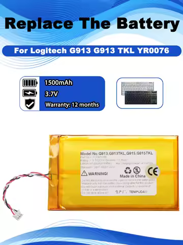 3.7V 1500mAh Keyboard Battery For Logitech G913 G913TKL G915 915TKL Mechanical Keyboard Alternative 