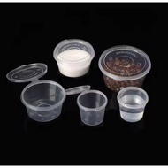 Hinged Cup - sold per 50pcs (0.5oz to 4oz) Sauce Cup with Lids, Clear Plastic Containers Disposable