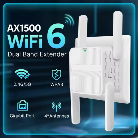 AX1500 WiFi 6 Repeater Dual Band 2.4G&5GHz Router Wireless Wi-Fi Extender 4*2dbi Antenna Gigabit Net