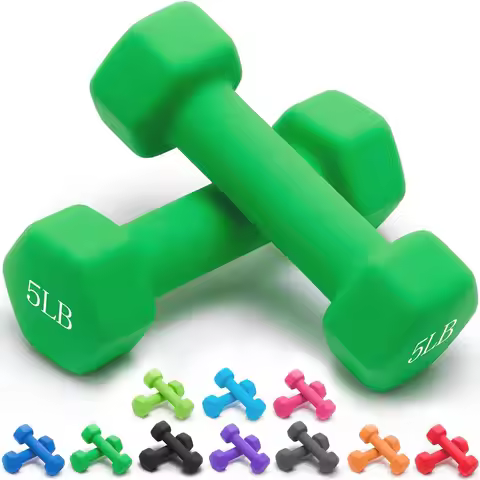 Weights Dumbbells 7 Colors Options Compatible with Set of 2 Neoprene Dumbbells Set, 5 LB, Anti-Slip,