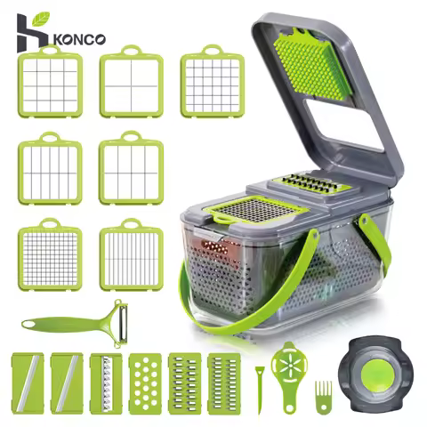 Multifunctional Vegetable Cutter 22 in 1 Fruit Vegetable Slicer Shredder Grater with Food Storage Co