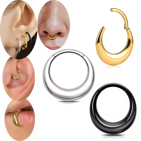 Hoop Nose Ring Piercing Cartilage Earring Ear Hinge Clicker Septum Conch Lobe Earring Teardrop Septu