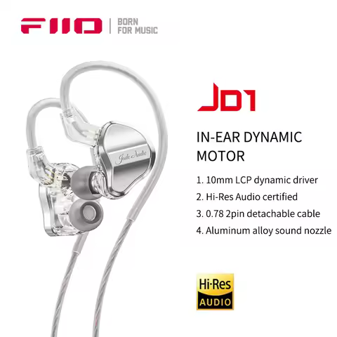 FiiO JD1 Earphones in-ear Wired Headphones 10mm LCP Dynamic Driver HiFi Earbuds with Microphone Head