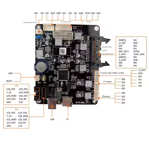 for Anet Et4+ Motherboard With New Leveling Capacitive Proximity Switch, Motor Drive Chip A4988 Supp