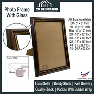 【Ready Stock】6R 8R A4 A3 11R Photo Frame + HD Glass Fiber Wood Frame | Picture Frame | Frame Gambar 