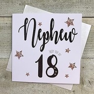 18th Birthday Nephew Card - Hand Finished Card - Words by WHITE COTTON CARDS MT21-18