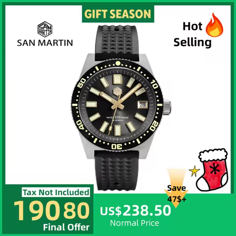 San Martin 40mm 3D Printing Full C3 Lume Surfing Dial NH35 Men Diver Watch 62mas Week Date Window Gi