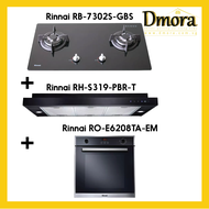 Dmora [Special Bundle Deal] Rinnai Hob (RB-7302S-GBS) + Hood (RH-S319-PBR-T) + Oven (RO-E6208TA-EM)