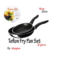 READY STOK Teflon Set 2 Pcs Fry Pan Set 18 cm dan 23 cm Teplon Wajan Anti Lengket Bukan Maspion / Fr