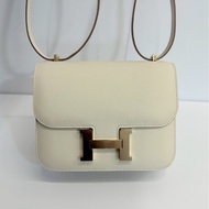Hermes 康康19 奶昔白 金釦 W刻 Epsom皮 全新