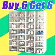 Buy 6 Get 6 Large size Transparent Shoes Box Storage Shoe Rack Organizer With Cover PortableCOD [2] 