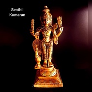 Senthil Kumaran / Murugann Statue Brass Antique Finish Murugan Vel Brass Sculpture