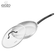 iGOZO Elite 28cm 304 Stainless Steel Frypan + Glass Lid