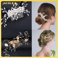 JACOLR Bridal Hair Comb Handmade Crystal Peals Wedding Headpieces