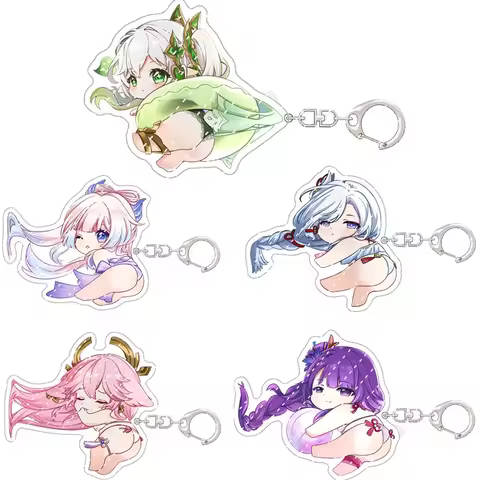 Yuan Shen IMPACT Swimsuit Series Keychains Raiden Shogun Yae Miko Nahida Cosplay Accessories Anime G