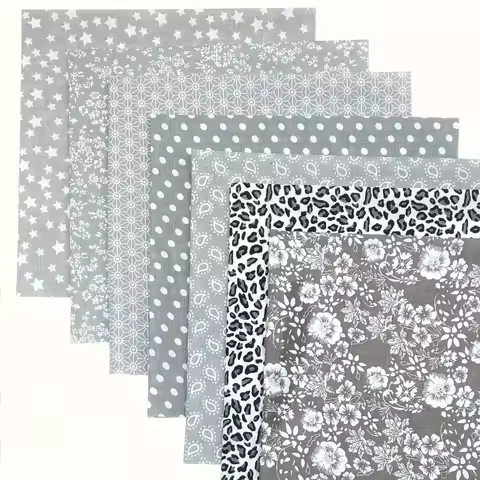 7pcs Gray Fat Quarter Quilted Fabric | PreCut Sewn Square Patchwork for DIY Sewing