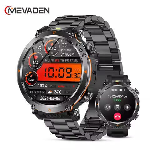 MEVADEN 1.7" Large Screen Outdoor Sports Compass Smart Watch Bluetooth Call Flashlight 600mAh Health