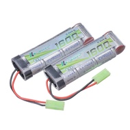Limskey 2pcs 7S 2/3A 8.4V 1600mAh NiMH Flat Battery with Mini Tamiya Connector for Airsoft Guns MP5,