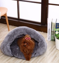 HATELI Cat Bed Dog Soft Nest Kennel Bed Cave House ถุงนอน Mat Pad เต็นท์ฤดูหนาว Warm Cozy เตียง S/M
